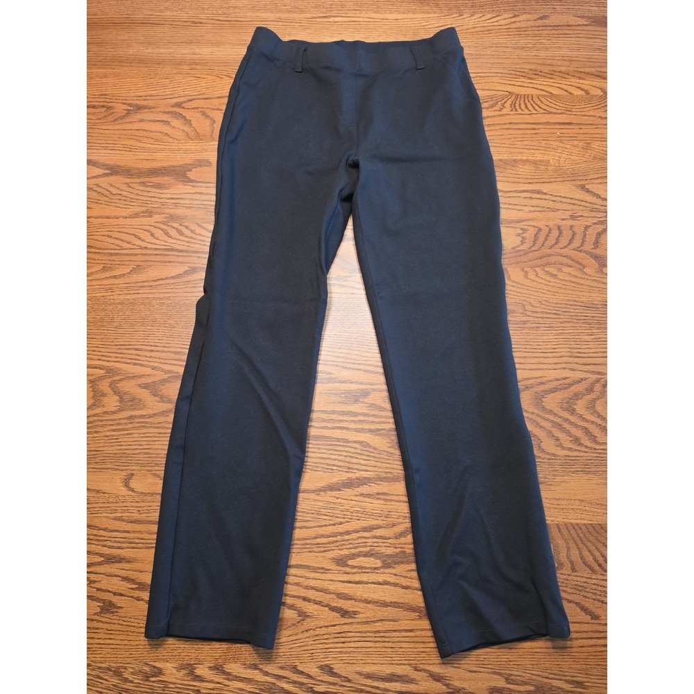 Quince Ultra Stretch Ponte Straight Leg Pants Womens Black Sz Medium Inseam‎ 26"